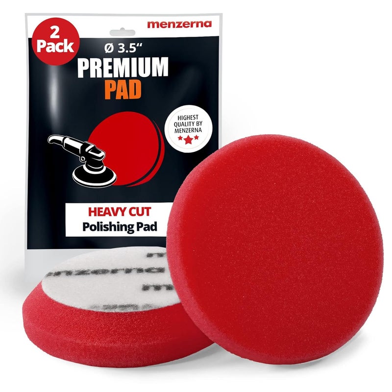 menzerna 3.5 Inch 2X Premium Polishing Pads Heavy Cut for Scratch Repair I Body Repair and Detailing Pads with Safety Edge & Velcro Attachment I Washable & Long Lasting - Image 1